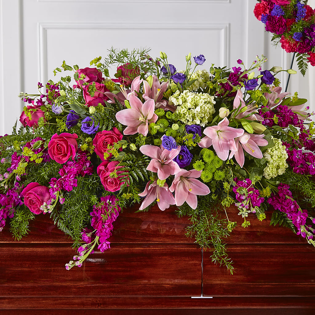 Radiant Tribute Casket Spray – The Flower Company, Kamloops BC