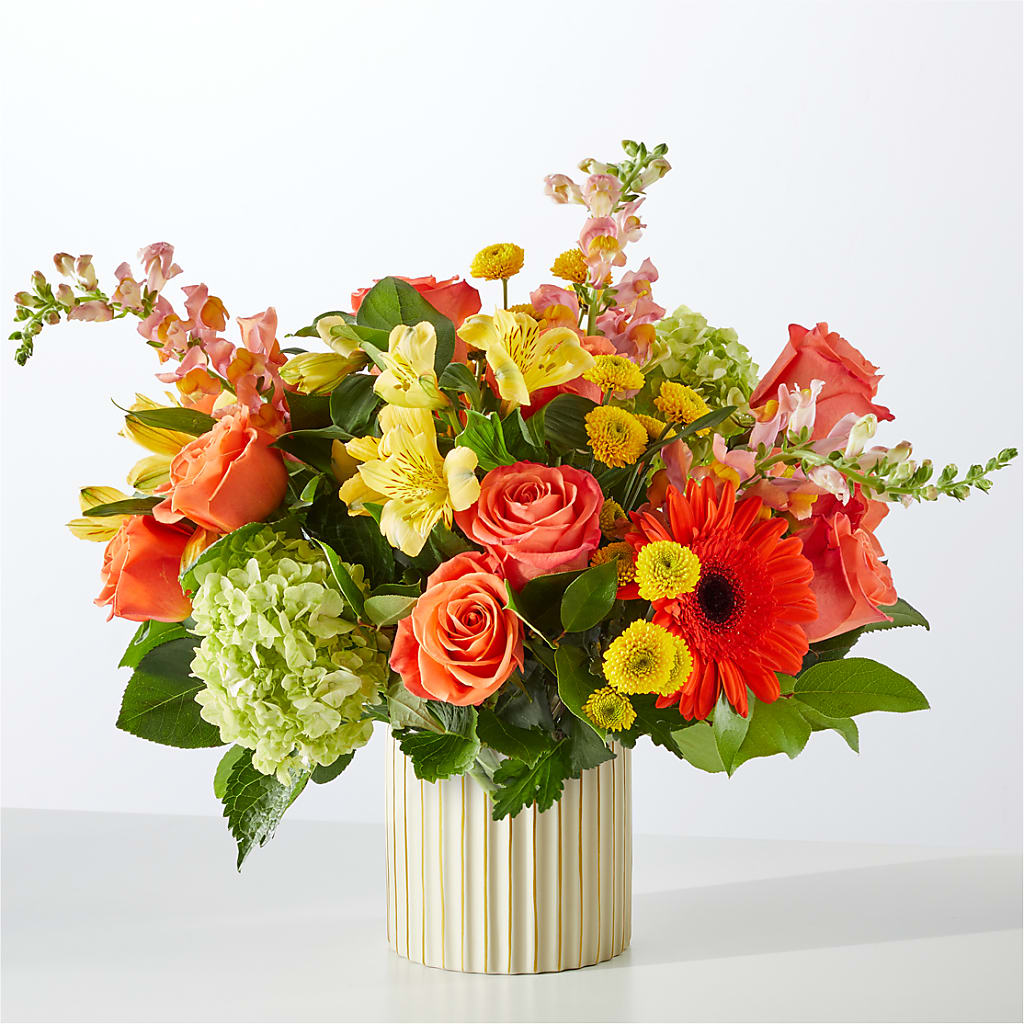 Autumn Sunshine Bouquet with Ivory Vase – The Flower Company, Kamloops BC