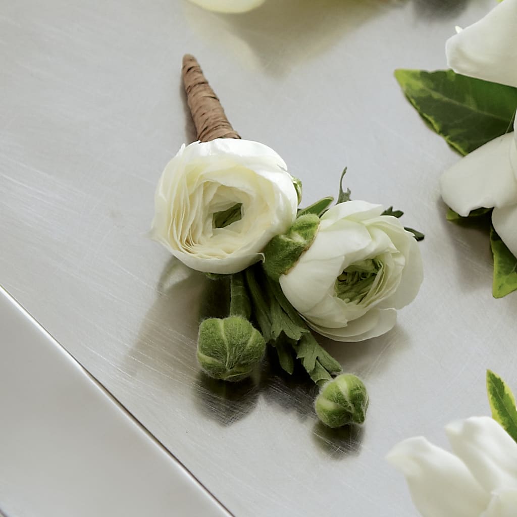 White Ranunculus Boutonniere – The Flower Company, Kamloops BC