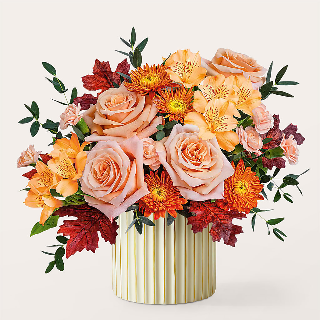 Spiced Latte Bouquet with Ivory Vase –  The Flower Company, Kamloops BC