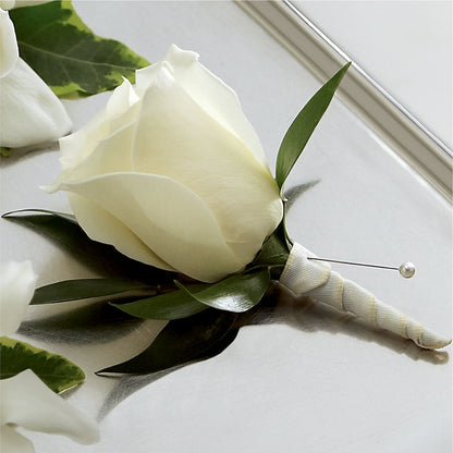 White Rose Boutonniere –  The Flower Company, Kamloops BC